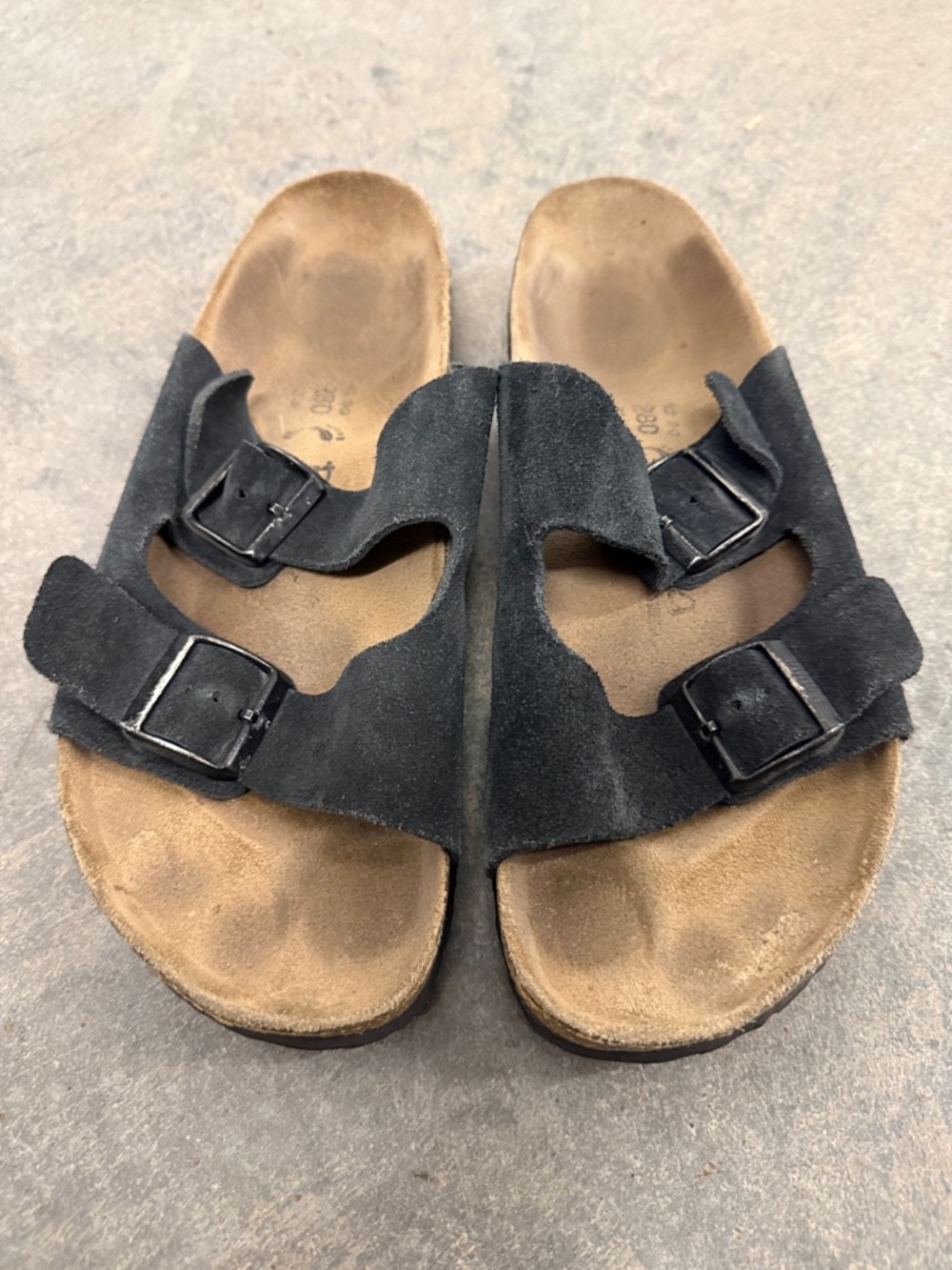 Birkenstock Black Suede Two-Buckle Sandals